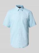 Lerros Regular Fit Freizeithemd aus Baumwoll-Leinen-Mix in Tuerkis, Gr...