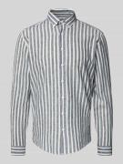 Lindbergh Slim Fit Freizeithemd aus Leinen-Baumwoll-Mix in Dunkelblau,...