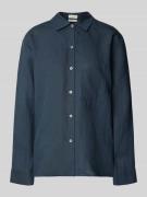 Marc O'Polo Regular Fit Leinenbluse mit Brusttasche in Marine, Größe 3...