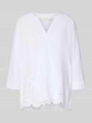 ETERNA Regular Fit Bluse mit Motiv-Stitching in Weiss, Größe 36
