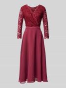 Swing Cocktailkleid in Wickel-Optik in Dunkelrot, Größe 38