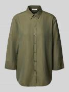 ETERNA Loose Fit Hemdbluse aus Baumwoll-Leinen-Mix in Khaki, Größe 36