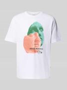 Wood Wood T-Shirt mit Motiv- und Label-Print Modell 'Bobby' in Weiss, ...