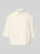 Jake*s Casual Relaxed Fit Hemdbluse aus Viskose-Leinen-Mix in Beige, G...