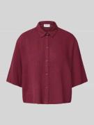 Jake*s Casual Relaxed Fit Hemdbluse aus Viskose-Leinen-Mix in Dunkelro...