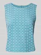 Jake*s Casual Tanktop mit Lochstickerei in Eisblau, Größe 34