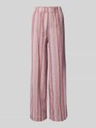 Jake*s Casual Wide Leg Stoffhose aus Leinen-Baumwoll-Mix in Mauve, Grö...