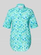 ETERNA Regular Fit Bluse im Allover-Look mit 1/2-Arm in Blau, Größe 36