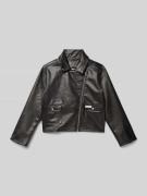 Calvin Klein Jeans Bikerjacke in Leder-Optik mit Pattentaschen in Blac...