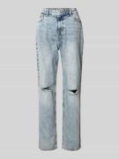 Review Straight Leg Jeans im Destroyed-Look in Bleu, Größe 25