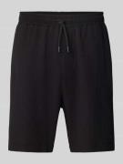 REVIEW Shorts mit elastischem Bund und Tunnelzug in Black, Größe L