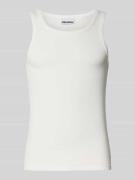 REVIEW Tanktop mit gerippten Abschlüssen in Offwhite, Größe L