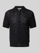 REVIEW Regular Fit Strickhemd mit durchgehendem Reißverschluss in Blac...