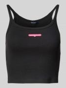 Tommy Jeans Slim Fit Crop Top aus Ripp in Black, Größe L