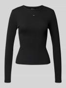 Tommy Jeans Slim Fit Langarmshirt aus Ripp in Black, Größe XS