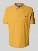 Fynch-Hatton Regular Fit Poloshirt mit Logo-Stitching in GELB, Größe L