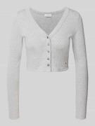 Calvin Klein Jeans Cropped Strickjacke mit Knopfleiste in Hellgrau Mel...