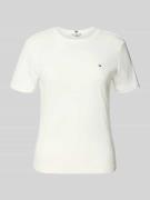 Tommy Hilfiger Slim Fit T-Shirt aus reiner Baumwolle in Ecru, Größe L