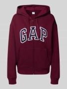 GAP Sweatjacke mit Kapuze in Dunkelrot Melange, Größe XS