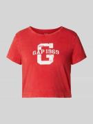 GAP Cropped T-Shirt mit Label-Print in Rot, Größe L