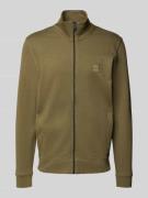 BOSS Orange Regular Fit Sweatjacke aus reiner Baumwolle in Khaki, Größ...