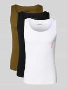 HUGO Tanktop mit Label-Print im 3er-Pack in Khaki, Größe L