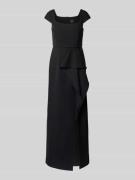 Marc Cain Maxikleid mit Volants und Gehschlitz in Black, Größe 34