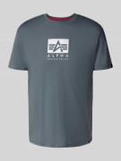 Alpha Industries T-Shirt mit Label-Print und Rundhalsausschnitt in Hel...