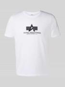Alpha Industries T-Shirt mit Label-Print in Weiss, Größe L