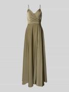 Laona Abendkleid mit V-Ausschnitt und Raffungen in Oliv, Größe 32