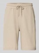 WOODBIRD Straight Leg Shorts mit Strukturmuster Modell 'Ben' in Taupe,...