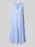 Milano Italy Knielanges Kleid mit V-Ausschnitt in Blau, Größe 36