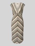 comma Midikleid mit V-Ausschnitt in Beige, Größe 34