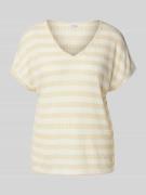 ZABAIONE T-Shirt mit V-Ausschnitt in Beige, Größe L