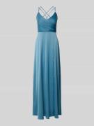 V.M. Abendkleid mit V-Ausschnitt und gekreuzten Trägern in Hellblau, G...