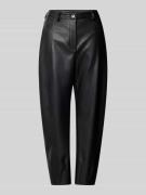 MM Tapered Fit Kunstlederhose mit Ziernähten in Black, Größe L