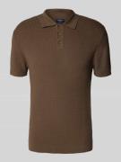 MCNEAL Poloshirt mit kurzer Knopfleiste in Mittelbraun, Größe L