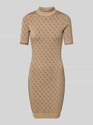 Guess Mini Strickkleid mit Logo-Muster Modell 'LISE' in Sand, Größe L