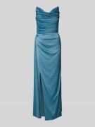 V.M. Abendkleid mit Wasserfall-Ausschnitt in Hellblau, Größe 34