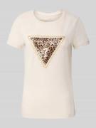 Guess T-Shirt mit Rundhalsausschnitt in Ecru, Größe L