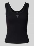 Guess Tanktop in Ripp-Optik mit Label-Detail in Black, Größe L