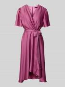 Swing Cocktailkleid mit Bindegürtel in Pink, Größe 40