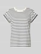 Jake*s Casual T-Shirt mit Streifenmuster in Dunkelblau, Größe L