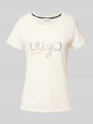 LIU JO SPORT T-Shirt mit Label-Print in Offwhite, Größe S