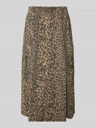 MOS MOSH Midirock mit Animal-Print und Cargotaschen in Beige, Größe M