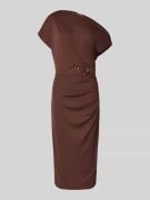 Rinascimento Cocktailkleid im One-Shoulder-Look in Schoko, Größe M