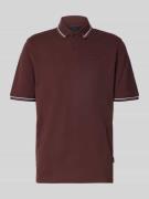 bugatti Poloshirt mit kurzer Knopfleiste in Bordeaux, Größe L