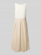 Zero Midikleid aus Viskose-Mix mit Kellerfalten in Beige, Größe 36