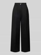 Marc O'Polo Wide Leg Bundfaltenhose aus Baumwoll-Mix in Black, Größe 3...