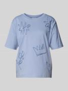 Jake*s Casual T-Shirt mit Applikationen in Bleu, Größe L